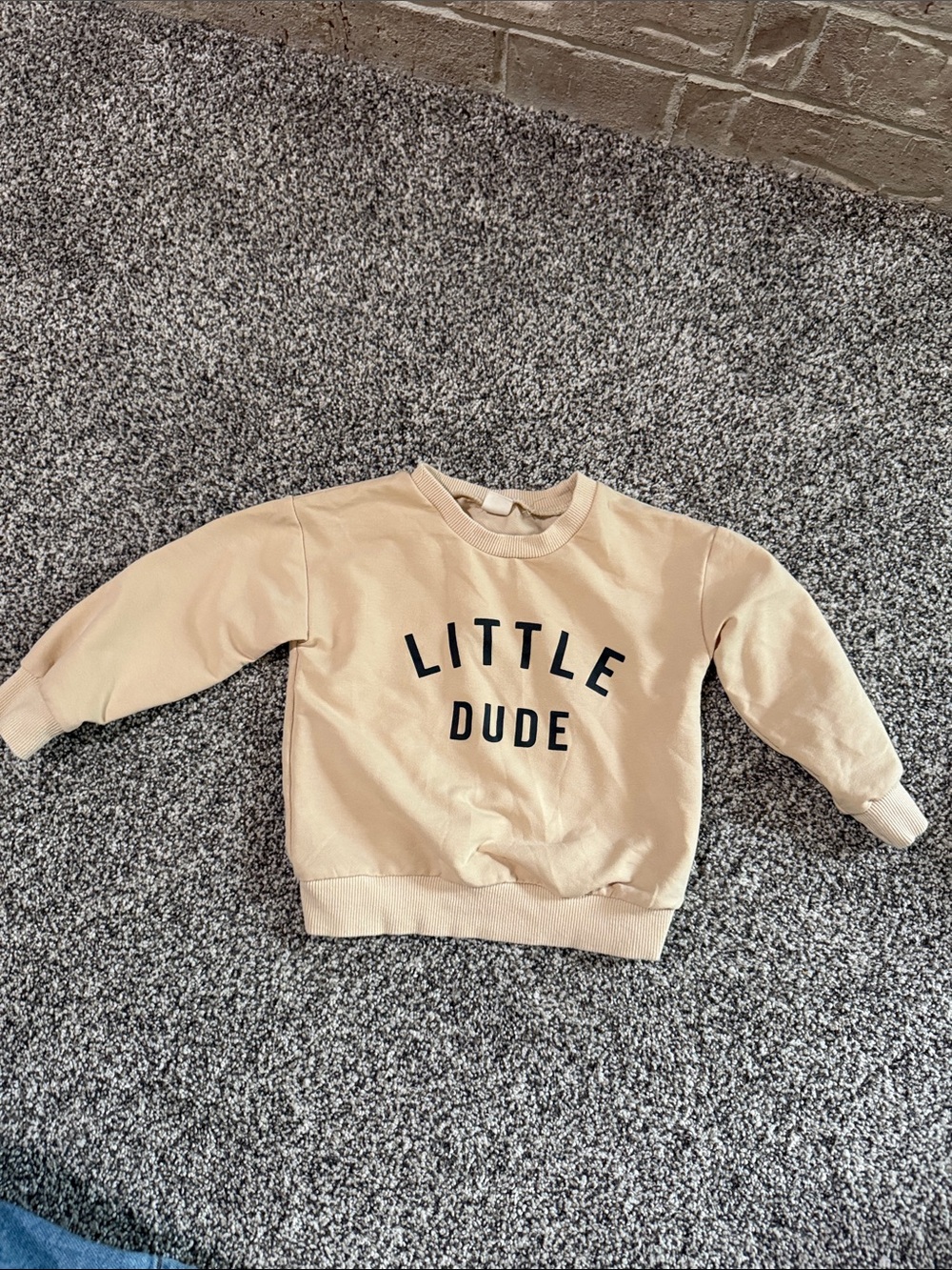 Beige "Little Dude" Crewneck Sweatshirt for Kids